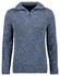 Ragman Troyer Zip Cotton Knit Pullover Elbow Patches Trui Blauw-Grijs