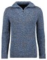 Ragman Troyer Zip Cotton Knit Pullover Elbow Patches Trui Blauw-Grijs
