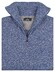 Ragman Troyer Zip Cotton Knit Pullover Elbow Patches Trui Blauw Melange