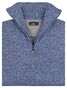 Ragman Troyer Zip Cotton Knit Pullover Elbow Patches Trui Blauw Melange