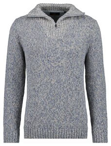 Ragman Troyer Zip Cotton Knit Pullover Elbow Patches Trui Grijs Melange