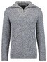 Ragman Troyer Zip Cotton Knit Pullover Elbow Patches Trui Grijs Melange