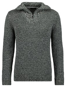 Ragman Troyer Zip Cotton Knit Pullover Elbow Patches Trui Grijs