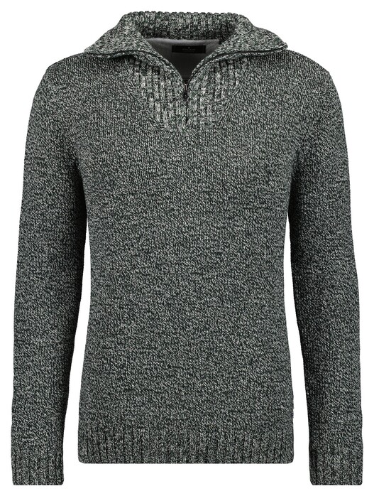 Ragman Troyer Zip Cotton Knit Pullover Elbow Patches Trui Grijs