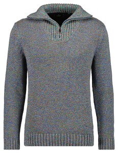 Ragman Troyer Zip Cotton Knit Pullover Elbow Patches Trui Multicolor