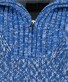 Ragman Troyer Zip Cotton Knit Pullover Elbow Patches Trui Royal Blue-Ecru