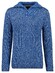 Ragman Troyer Zip Cotton Knit Pullover Elbow Patches Trui Royal Blue-Ecru