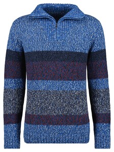 Ragman Troyer Zip Cotton Stripe Knit Trui Royal Blue