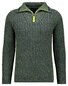 Ragman Troyer Zip Two Tone High Texture Rib Knit Trui Mosgroen