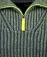 Ragman Troyer Zip Two Tone High Texture Rib Knit Trui Mosgroen