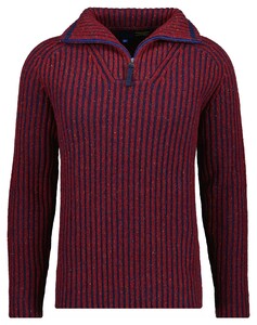 Ragman Troyer Zip Two Tone High Texture Rib Knit Trui Roestrood