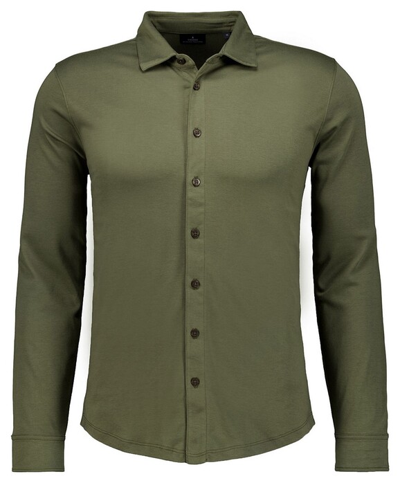 Ragman Uni Color Pima Cotton Jersey Kent Overhemd Donker Groen