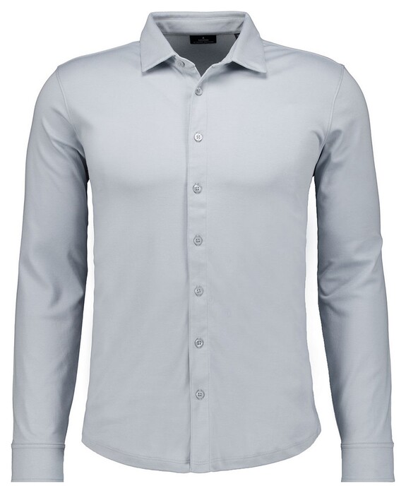 Ragman Uni Color Pima Cotton Jersey Kent Overhemd Silver