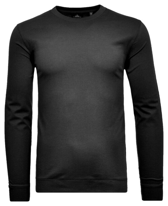 Ragman Uni Color Round Neck Long Sleeve Bottom Rib T-Shirt Black