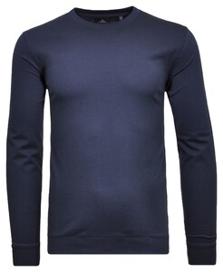 Ragman Uni Color Round Neck Long Sleeve Bottom Rib T-Shirt Donker Blauw