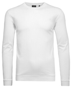 Ragman Uni Color Round Neck Long Sleeve Bottom Rib T-Shirt White