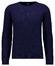 Ragman Uni Color Round Neck Merino Cashmere Structure Rib Knit Trui Marine