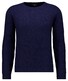 Ragman Uni Color Round Neck Merino Cashmere Structure Rib Knit Trui Marine