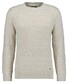 Ragman Uni Color Round Neck Patterned Structure Knit Trui Ecru