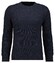 Ragman Uni Color Round Neck Patterned Structure Knit Trui Marine