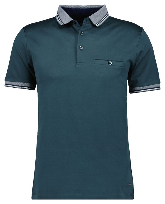 Ragman Uni Contrast Detail Mercerized Cotton Polo Donker Groen