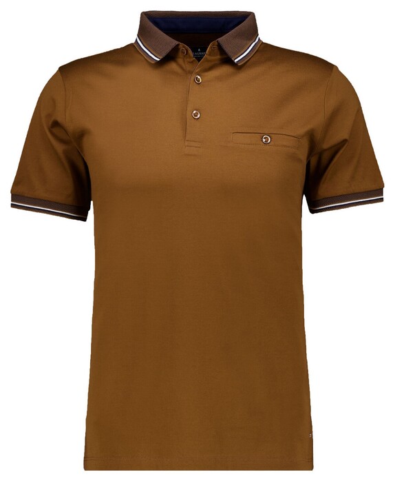 Ragman Uni Contrast Detail Mercerized Cotton Polo Walnut