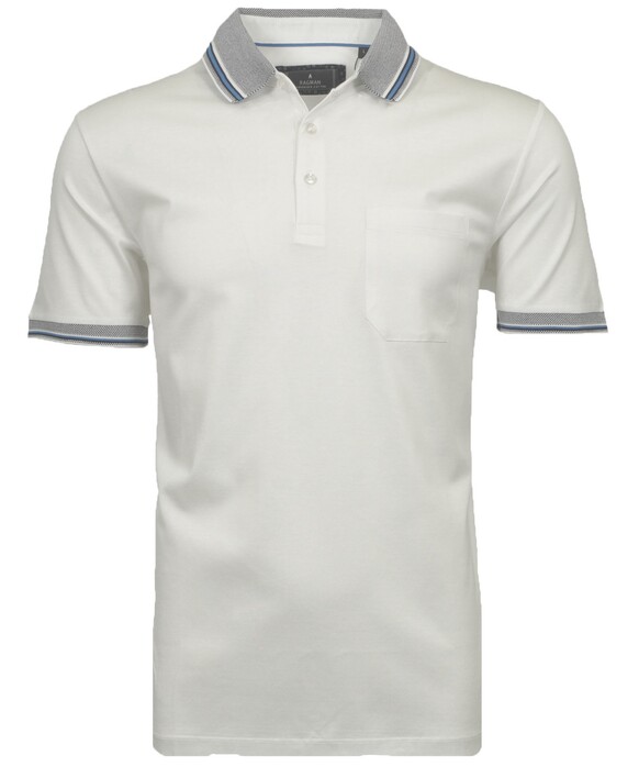 Ragman Uni Contrast Detail Mercerized Cotton Polo Wit