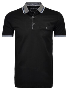 Ragman Uni Contrast Detail Mercerized Cotton Polo Zwart