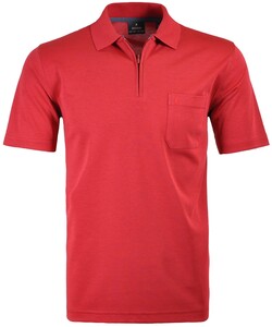 Ragman Uni Easy Care Zipper Poloshirt Pima Cotton Mix Aardbei
