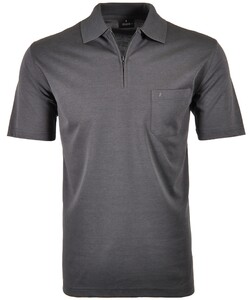 Ragman Uni Easy Care Zipper Poloshirt Pima Cotton Mix Antraciet