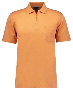 Ragman Uni Easy Care Zipper Poloshirt Pima Cotton Mix Apricot