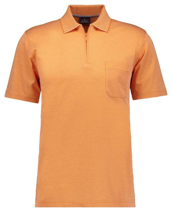 Ragman Uni Easy Care Zipper Poloshirt Pima Cotton Mix Apricot