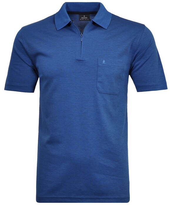 Ragman Uni Easy Care Zipper Poloshirt Pima Cotton Mix Blauw Melange
