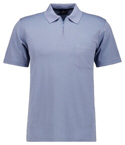 Ragman Uni Easy Care Zipper Poloshirt Pima Cotton Mix Blauwgrijs