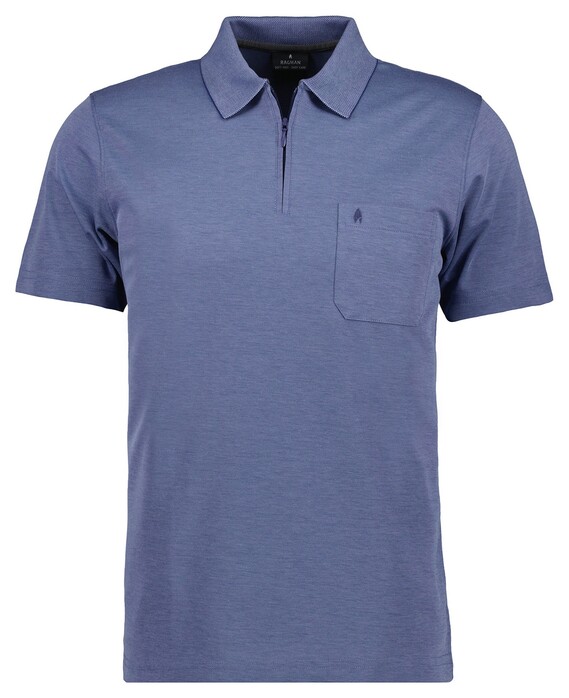 Ragman Uni Easy Care Zipper Poloshirt Pima Cotton Mix Blue Turquoise