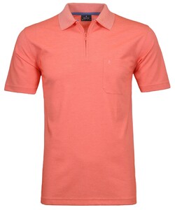 Ragman Uni Easy Care Zipper Poloshirt Pima Cotton Mix Bright Red