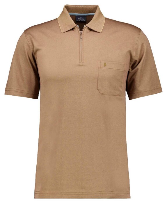 Ragman Uni Easy Care Zipper Poloshirt Pima Cotton Mix Chestnut