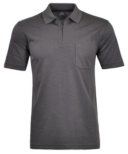 Ragman Uni Easy Care Zipper Poloshirt Pima Cotton Mix Dark Slate