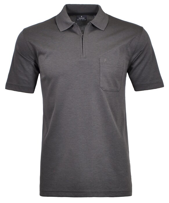 Ragman Uni Easy Care Zipper Poloshirt Pima Cotton Mix Dark Slate