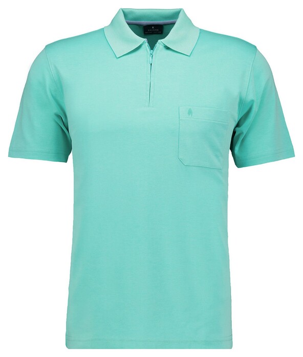 Ragman Uni Easy Care Zipper Poloshirt Pima Cotton Mix Light Jade