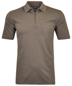 Ragman Uni Easy Care Zipper Poloshirt Pima Cotton Mix Macchiato