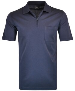 Ragman Uni Easy Care Zipper Poloshirt Pima Cotton Mix Marine