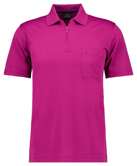 Ragman Uni Easy Care Zipper Poloshirt Pima Cotton Mix Mulberry