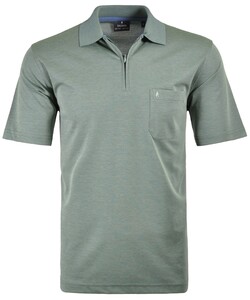 Ragman Uni Easy Care Zipper Poloshirt Pima Cotton Mix Reed Green