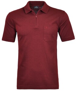 Ragman Uni Easy Care Zipper Poloshirt Pima Cotton Mix Rood