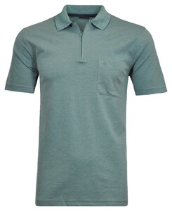 Ragman Uni Easy Care Zipper Poloshirt Pima Cotton Mix Sage Green