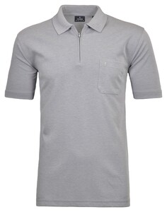 Ragman Uni Easy Care Zipper Poloshirt Pima Cotton Mix Silver Grey