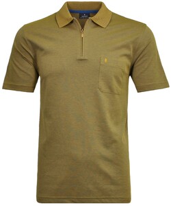 Ragman Uni Easy Care Zipper Poloshirt Pima Cotton Mix Terra