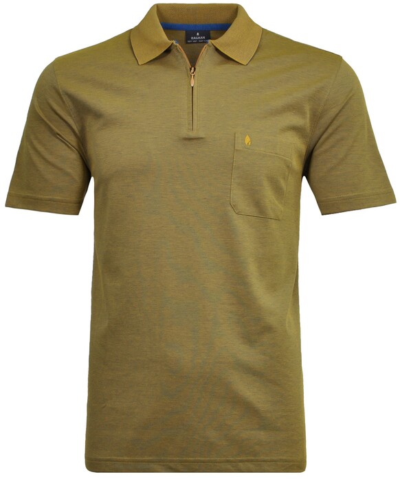 Ragman Uni Easy Care Zipper Poloshirt Pima Cotton Mix Terra