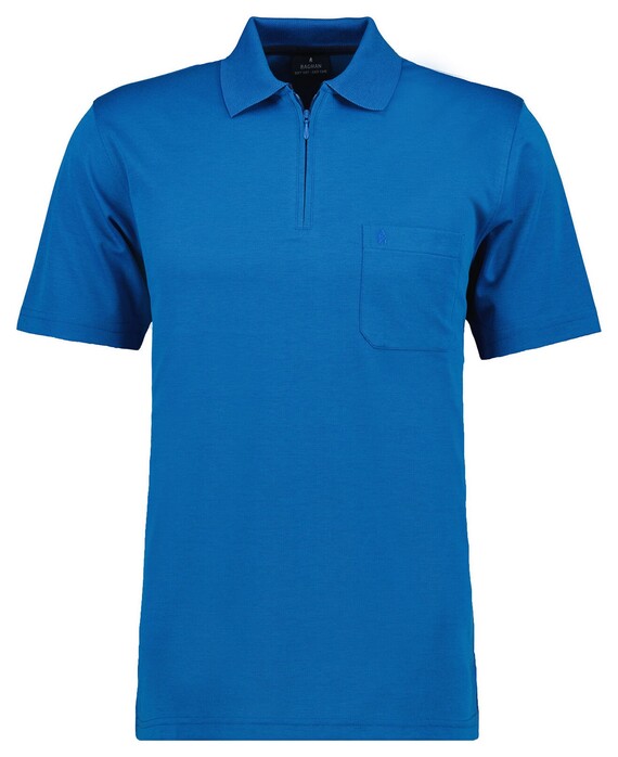 Ragman Uni Easy Care Zipper Poloshirt Pima Cotton Mix Turquoise